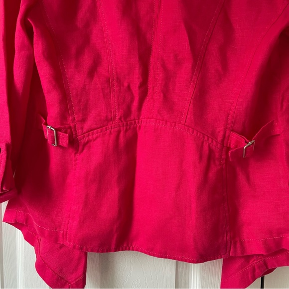 NWT Chico’s hot pink linen flyaway Francesca open front jacket size 0/small - Picture 5 of 12